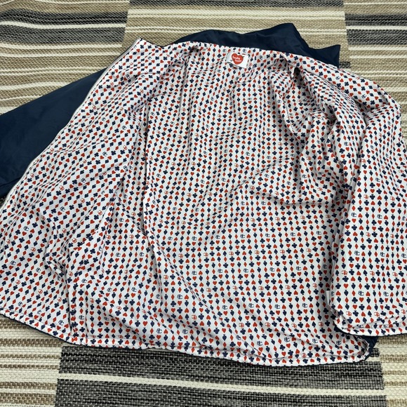 Tuesday Bassen Jacket Womens‎ Large Navy Queen of Hearts Zip Windbreaker Graphic - Picture 8 of 16